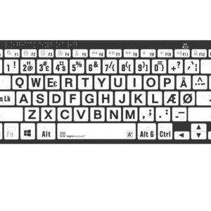 Billede af LogicKeyboard Windows Bluetooth Punkttastatur 8 Punkt Sort på Hvid Set forfra