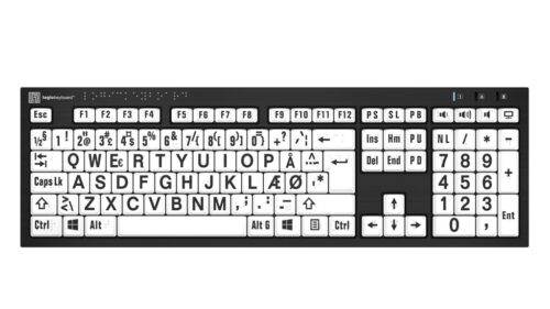 Billede af LogicKeyboard Windows Punkttastatur 8 Punkt NERO Sort på Hvid Set forfra